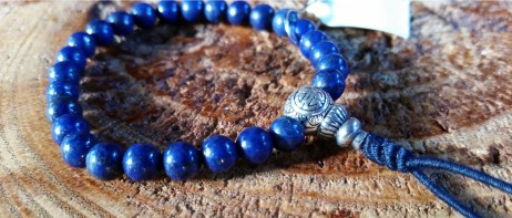 Lápis Lázuli e Prata 925 - Pedra Natural - Mala de Mão 27Contas - Rosário Budista