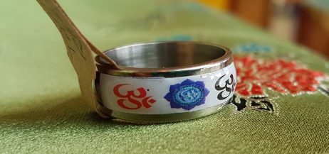 Anel de Aço com Sílaba OM - Yoga - Tam.7