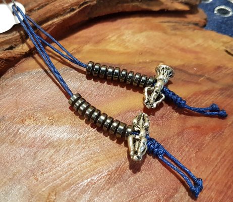 Contador de Mantras para Mala em Hematita - Com Sino, Dorje e Nó da Linhagem