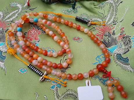 Mala 108 contas Ágata Laranja 8mm - Rosário Budista