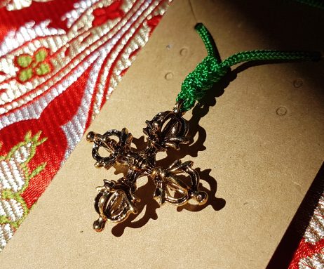 Dorje Cruzado - Pingente com Nó da Linhagem - Dourado