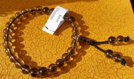Mala de Mão Quartzo Fumê 27contas 6mm- Rosário Budista