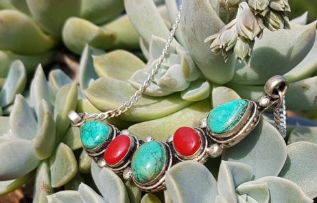 Colar Tibetano com Coral e Turquesa