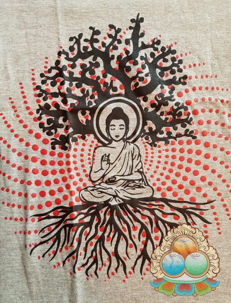 Camiseta do Nepal -Buddha na Árvore Boddhi - Cinza 38