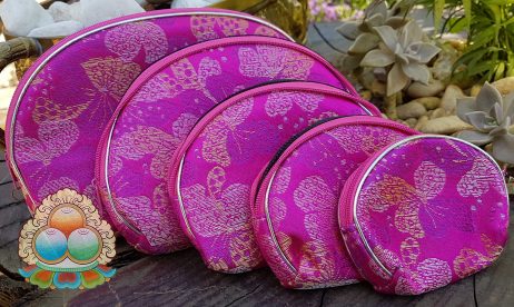 Conjunto de 5 Bolsas Necessaire em Brocado Rosa