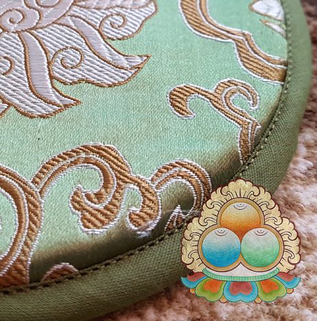 Suporte Para Sino Tibetano em Brocado - Lótus Verde - Image 2