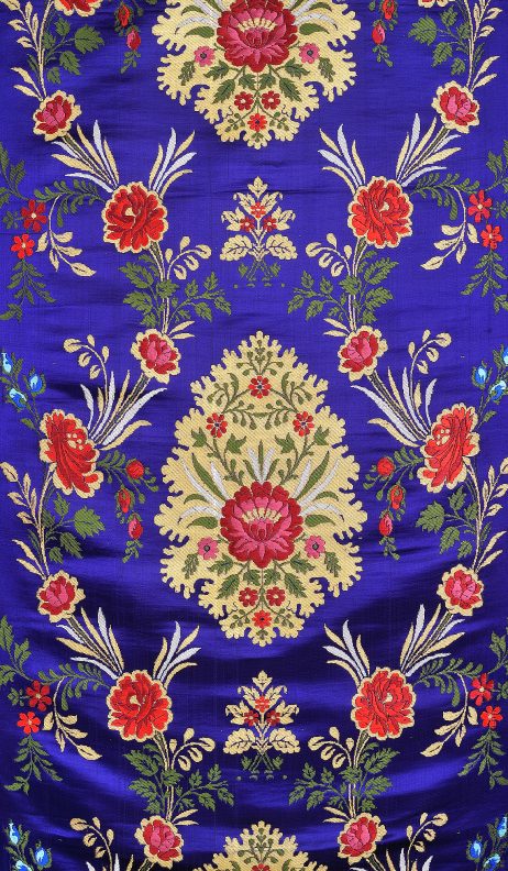 Brocado Tibetano em Pura Seda - Feito à Mão - Azul Royal