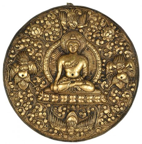 Placa Tibetana em Bronze com o Buda e Garuda