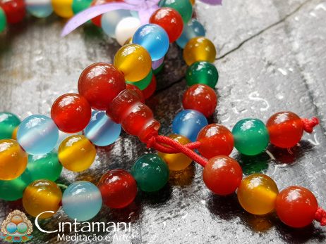 Mala budista 108contas em Ágata Colorida 6mm - Rosário Tibetano - Image 3