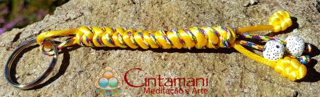 Chaveiro Nó da Linhagem - Nó Tibetano de Proteção - Amarelo