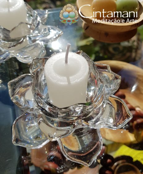 Castiçal de Vidro Flor de Lótus