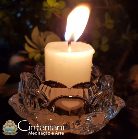 Castiçal de Cristal Flor de Lótus em Vidro - Oferenda de Luz