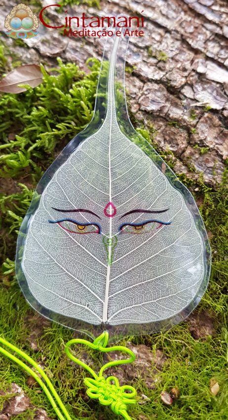 Folha Natural de Bodhi - Marcador de Páginas com Nó-Sem-Fim - Olhos de Buda - Image 2