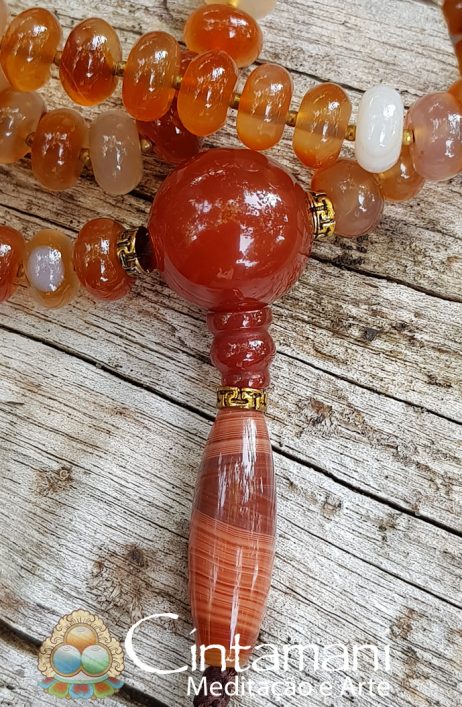 Mala Budista com 108contas de Sichuan Agate 6x8mm - Rosário Tibetano Ágata Vermelha - Image 3