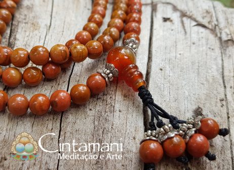 Mala Budista de 108contas - Zhanguo Agate - Ágata de Fogo - Rosário Tibetano 6mm - Japamala - Image 3