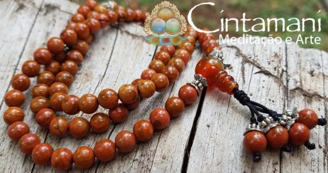 Mala Budista de 108contas - Zhanguo Agate - Ágata de Fogo - Rosário Tibetano 6mm - Japamala