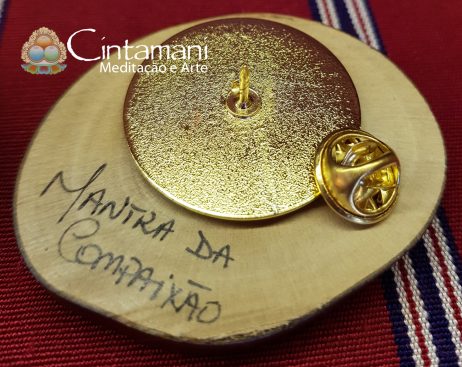 Pin Mantra da Compaixão - Broche - Mandala com OM MANI PADME HUNG - Amarelo - Image 2