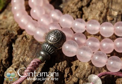 Mala Tibetano de 108contas 6mm em Calcedônia Rosa e Prata 925 - Rosário Budista - Japamala - Image 2