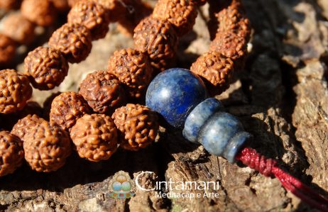 Mala Tibetano de 108contas de Rudraksha 5mm e Lápis Lazuli - Rosário Budista - Japamala - Image 2