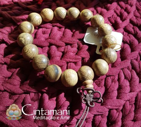 Mala Tibetano de Mão em Madeira com 12mm e 16contas - Rosário Budista Japamala