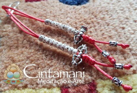 Contador de Mantras para Mala em Lotus Seed - Com Sino e Dorje - Fio Pale Red - Image 3