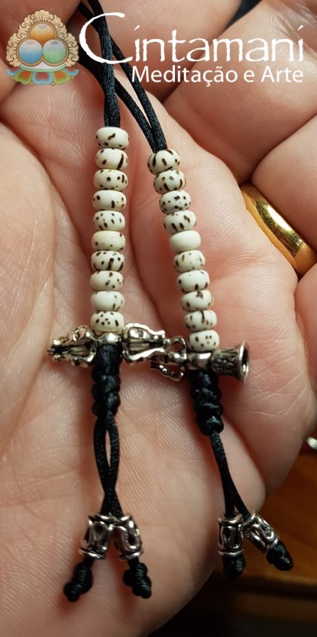 Contador de Mantras para Mala em Lotus Seed - Com Sino e Dorje - Fio Preto - Image 3
