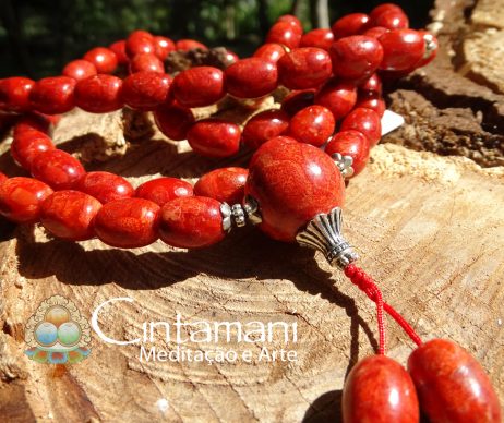 Mala Budista de 108contas em Coral Esponja 12x8mm - Rosário Tibetano - Pedra Natural - Japamala - Image 5