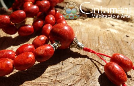Mala Budista de 108contas em Coral Esponja 12x8mm - Rosário Tibetano - Pedra Natural - Japamala - Image 3