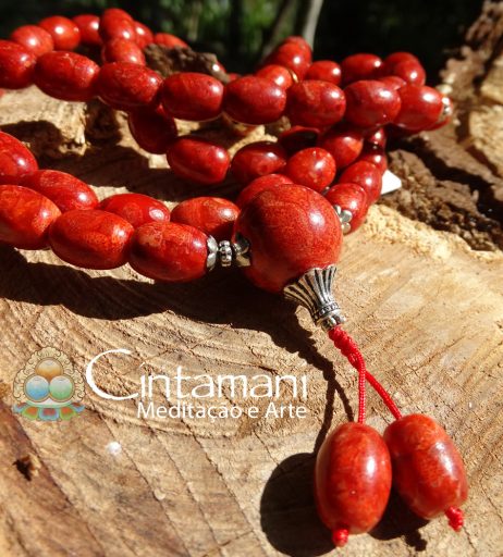 Mala Budista de 108contas em Coral Esponja 12x8mm - Rosário Tibetano - Pedra Natural - Japamala - Image 2