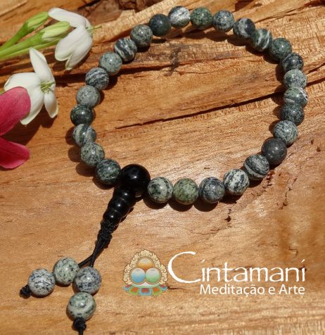 Mala Budista de Mão em Olho de Tigre Verde e Ágata - 27contas 6mm- Rosário Tibetano - Japamala - Image 2