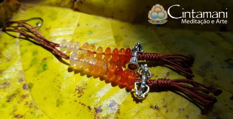 Contador de Mantras para Mala em Ágata - Com Sino e Dorje - Budismo Tibetano