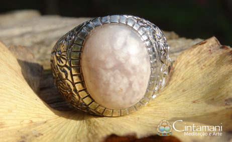 Anel Blossom Agate - Pedra Natural - Cobre com Banho de Prata925