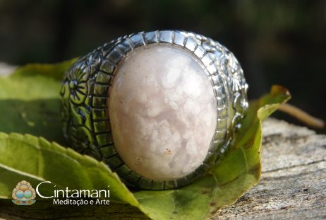 Anel Blossom Agate - Pedra Natural - Cobre com Banho de Prata925 - Image 3