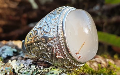 Anel Blood Agate- Pedra Natural - Cobre com Banho de Prata925