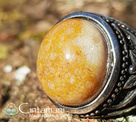Anel Coral Fóssil - Pedra Natural - Cobre com Banho de Prata925 - Image 3