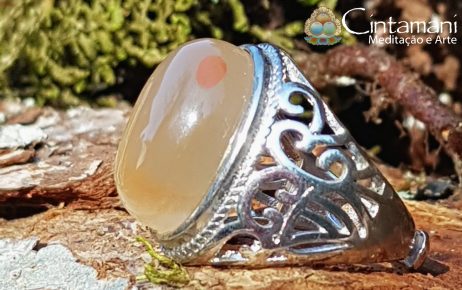 Anel Blood Agate- Pedra Natural - Cobre com Banho de Prata925